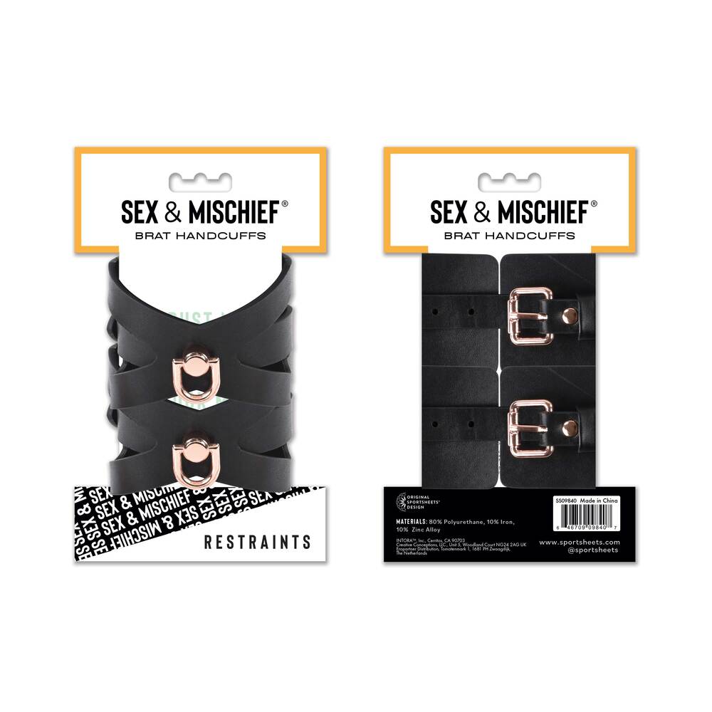 Sportsheets Sex & Mischief Brat Handcuffs - Red Garter