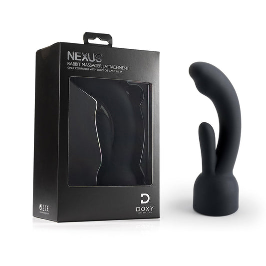 Doxy 3 Silicone Rabbit Wand Attachment Black - Red Garter