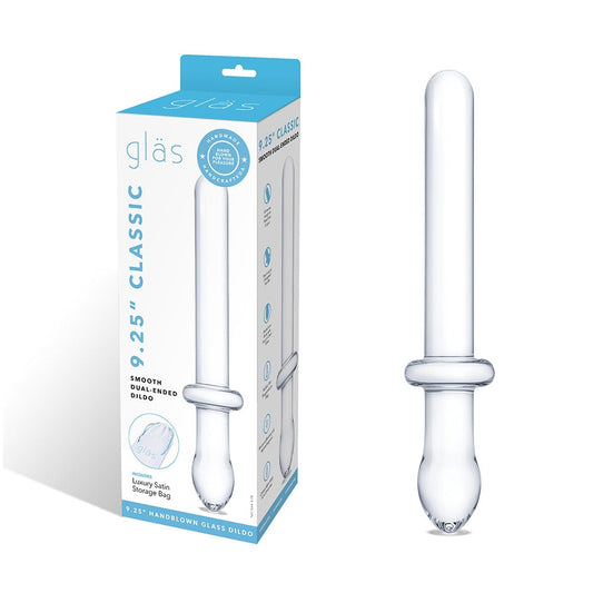Glas Classic 9.25 in. Smooth Dual-Ended Glass Dildo - Red Garter