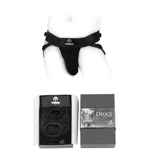 SpareParts Deuce Double Strap Harness Black Size B Regular - Red Garter