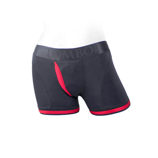 SpareParts Tomboii Nylon Boxer Briefs Harness Black/Red Size 5XL - Red Garter