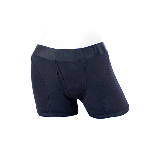 SpareParts Tomboii Rayon Boxer Briefs Harness Black Size XXS - Red Garter