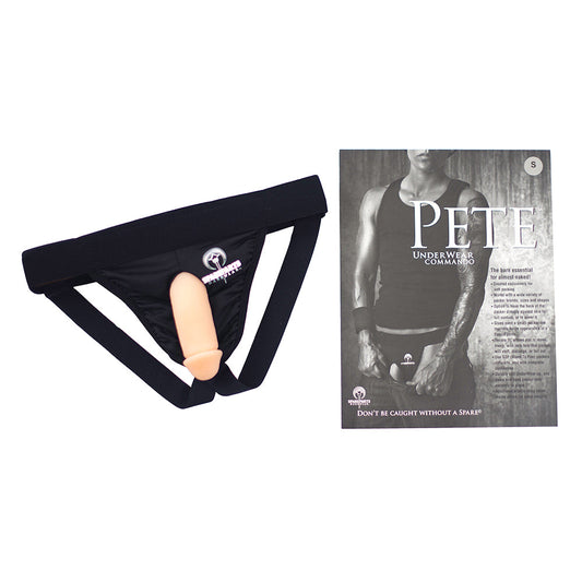 SpareParts Pete Commando Nylon Packing Jock Black Size 3XL - Red Garter