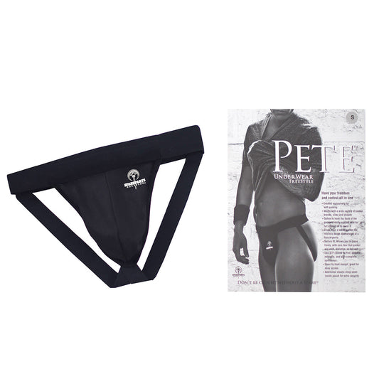 SpareParts Pete Freestyle Nylon Packing Jock Black Size XL - Red Garter