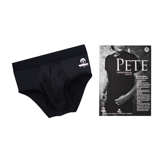 SpareParts Pete Briefs Nylon Packing Underwear Black Size S - Red Garter
