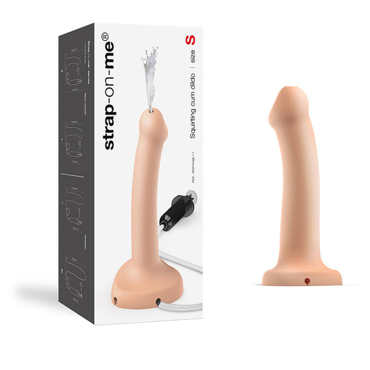 Strap-On-Me Squirting Cum Semi-Realistic Silicone Dildo Vanilla S (fluid not included) - Red Garter