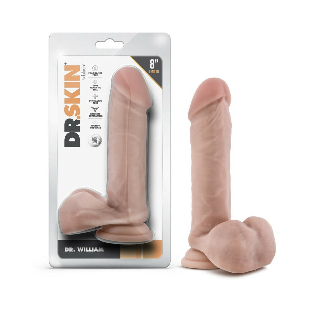 Dr. Skin Dr. William 8 in. Dildo with Balls Beige - Red Garter