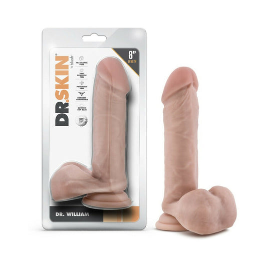 Dr. Skin Dr. William 8 in. Dildo with Balls Beige - Red Garter