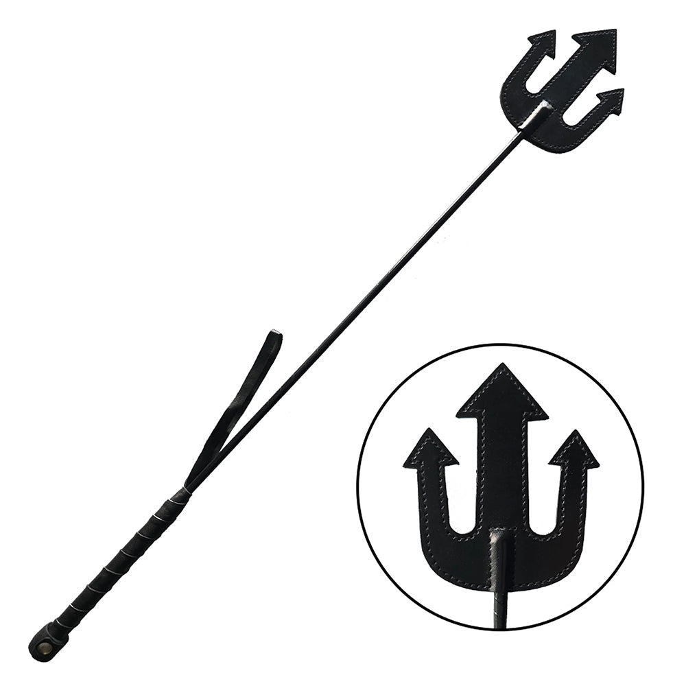 Rouge Leather Devil Riding Crop Black - Red Garter
