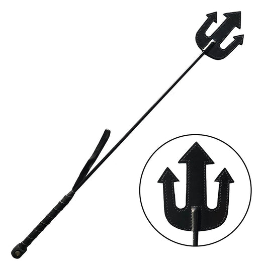 Rouge Leather Devil Riding Crop Black - Red Garter