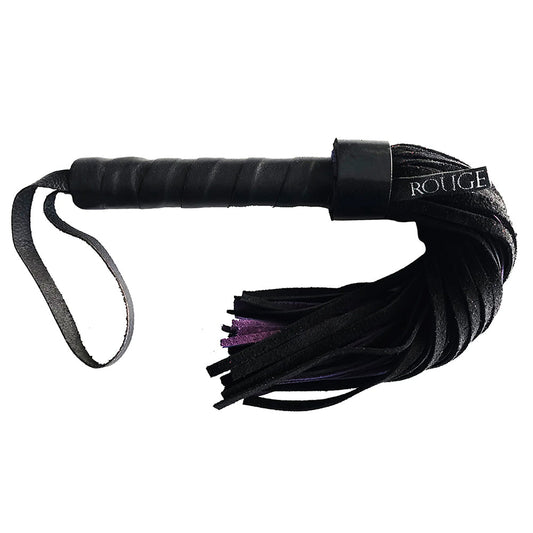 Rouge Short Suede Flogger Leather Handle Black/Purple - Red Garter