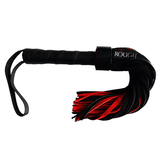 Rouge Short Suede Flogger Leather Handle Black/Red - Red Garter
