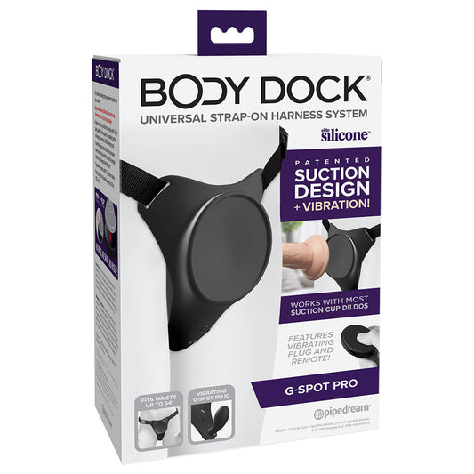 Body Dock G-Spot Pro Vibrating Silicone Strap-On Harness - Red Garter