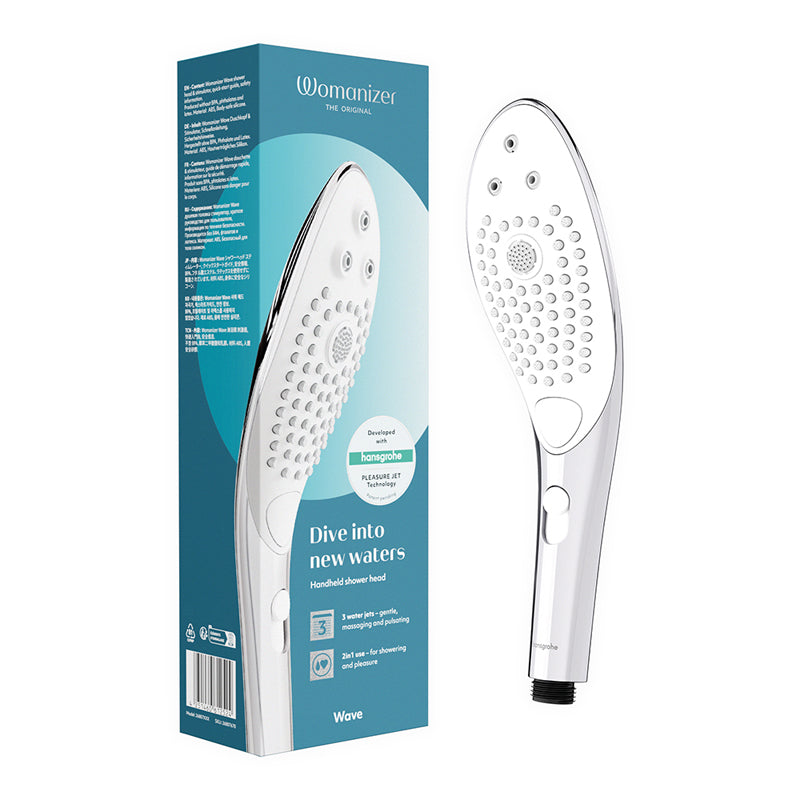 Womanizer Wave Shower Head Masturbator Chrome - Red Garter