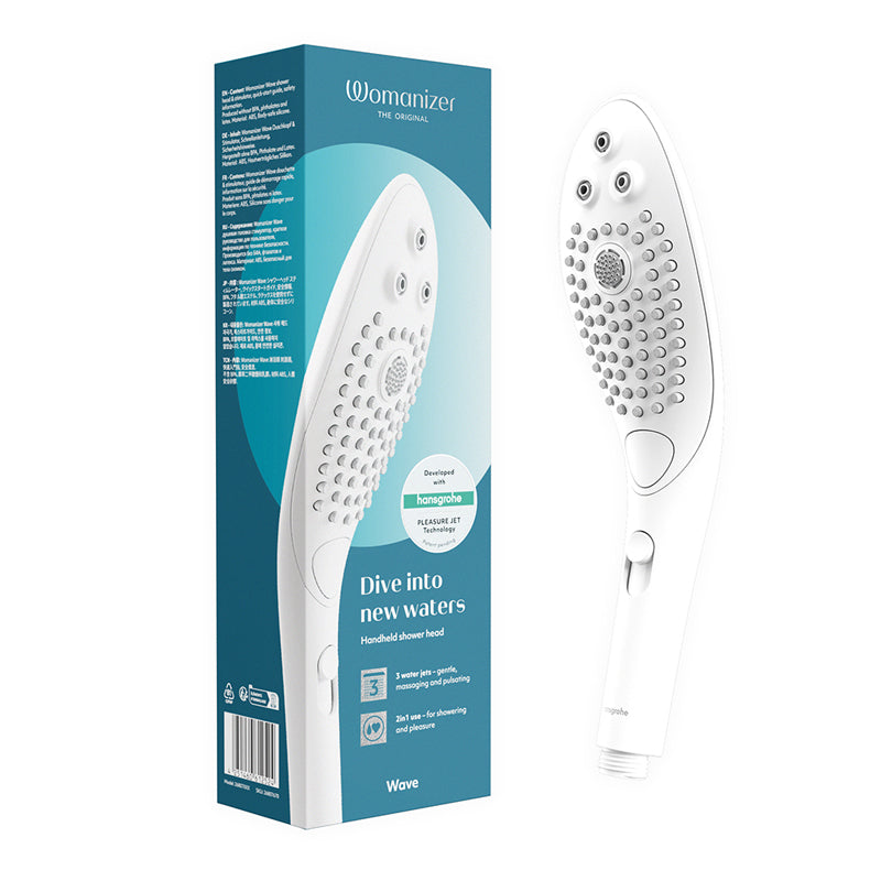 Womanizer Wave Shower Head Masturbator White - Red Garter