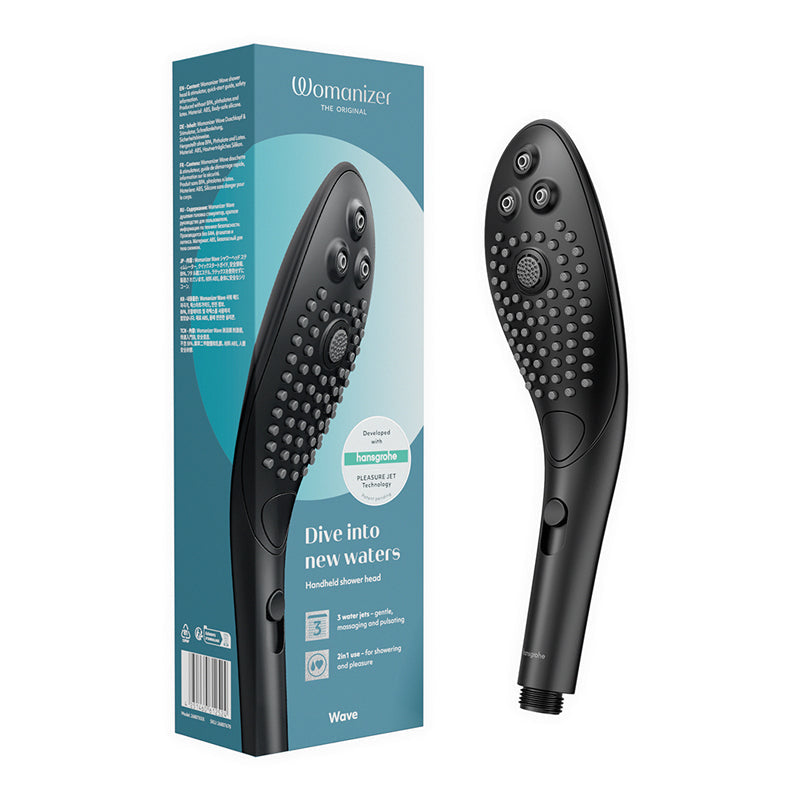 Womanizer Wave Shower Head Masturbator Black - Red Garter