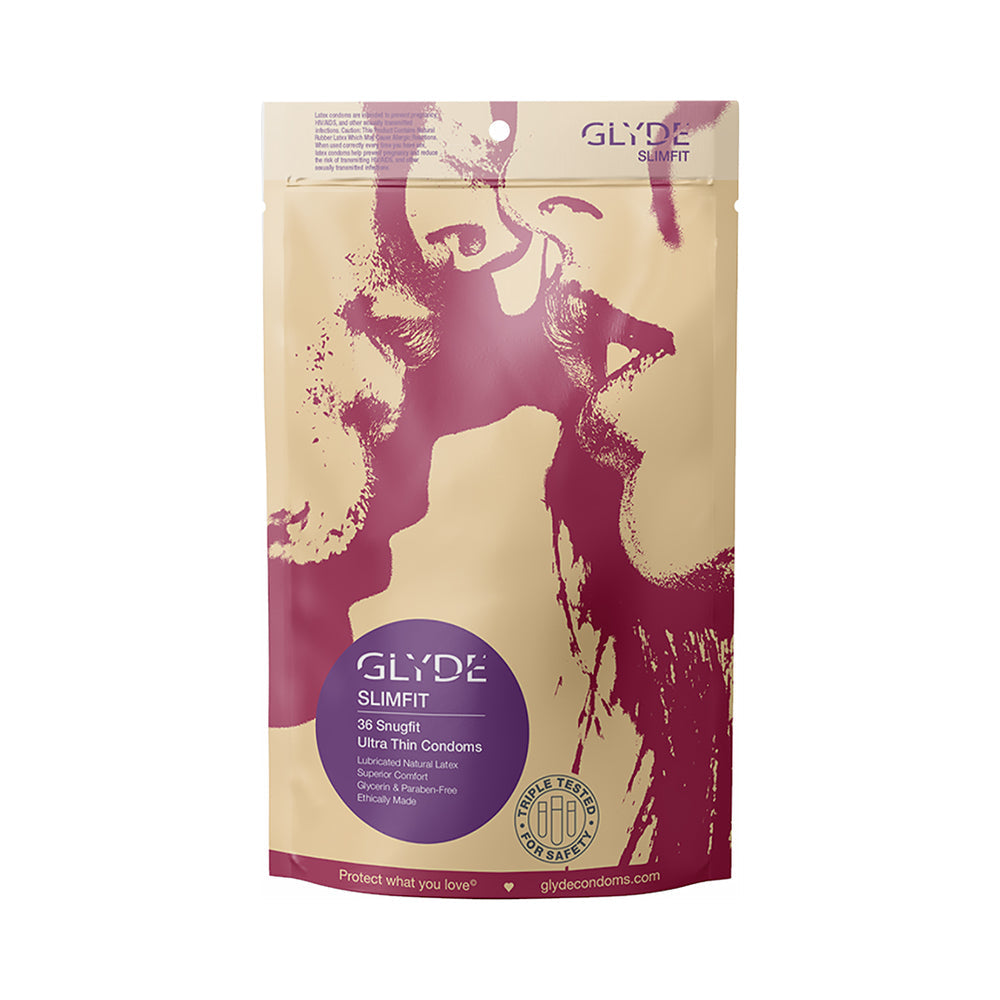 Glyde Slimfit Latex Condoms 36-Pack - Red Garter