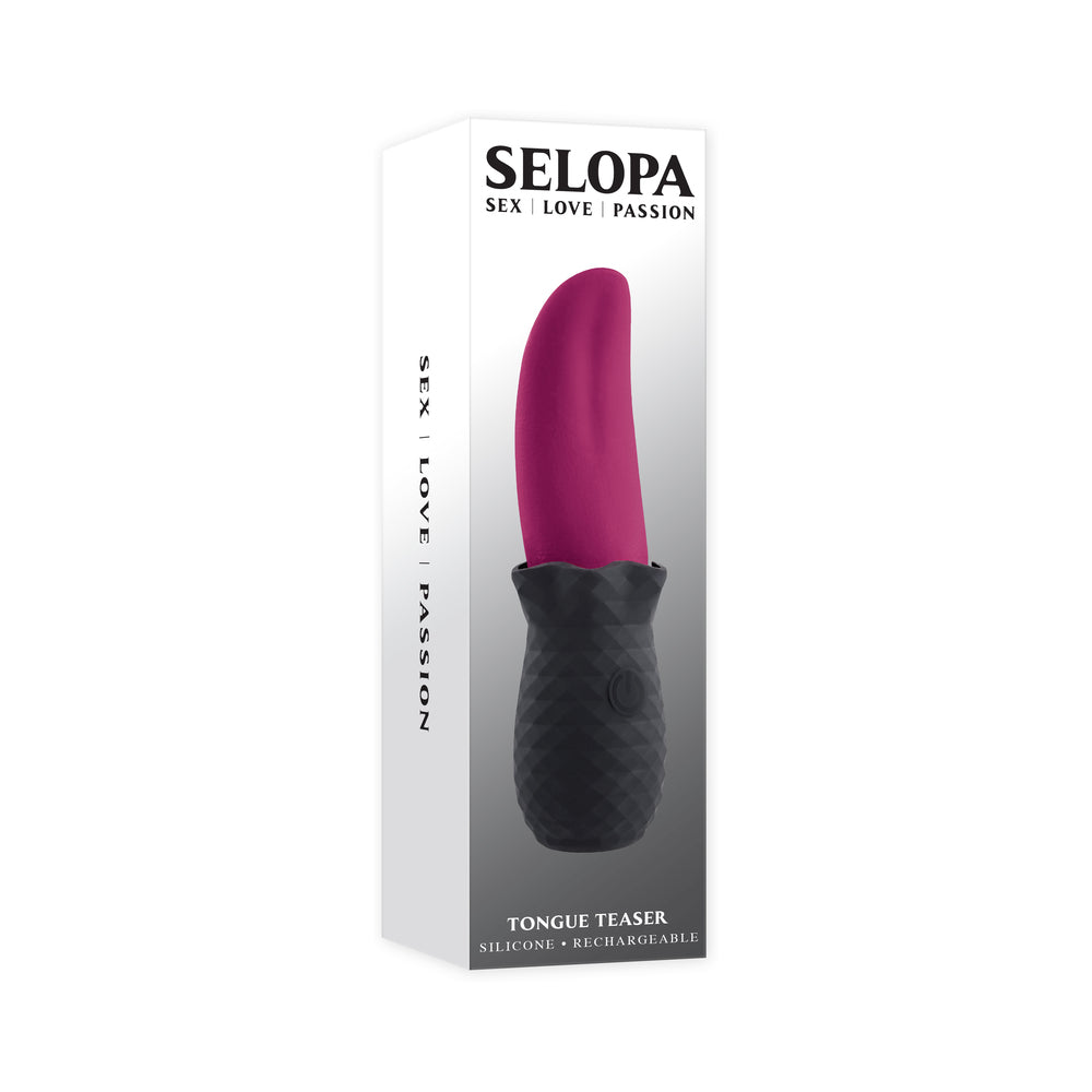 Selopa Tongue Teaser Vibe Rechargeable Silicone Pink Black - Red Garter