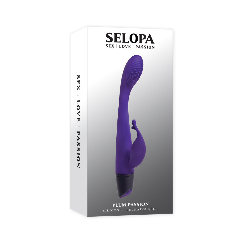 Selopa Plum Passion Rechargeable Dual Stim Silicone Purple - Red Garter