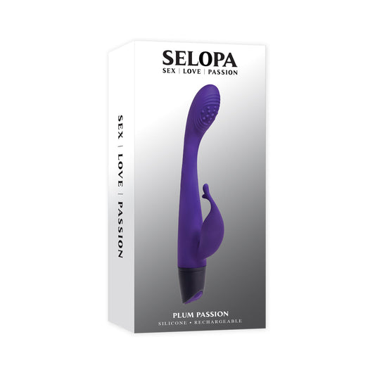 Selopa Plum Passion Rechargeable Dual Stim Silicone Purple - Red Garter