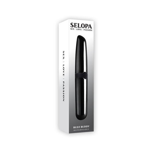 Selopa Buzz Buddy Rechargeable Vibe Silicone Black Chrome - Red Garter