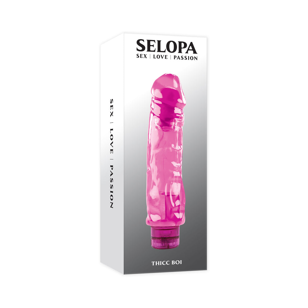 Selopa Thicc Boi Vibrating Vibe Rubber Pink - Red Garter