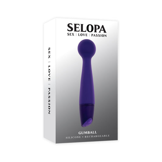 Selopa Gumball Rechargeable Slim Wand Silicone Purple - Red Garter
