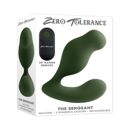 Zero Tolerance The Sergeant Rechargeable Vibrating Prostate Anal Vibe Silicone Green - Red Garter