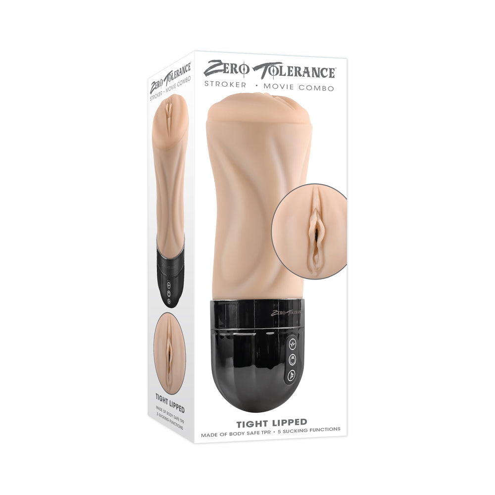 Zero Tolerance Tight Lipped Rechargeable Stroker with Suction Light - Red Garter