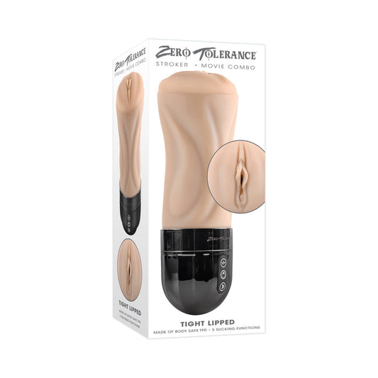 Zero Tolerance Tight Lipped Rechargeable Stroker with Suction Light - Red Garter