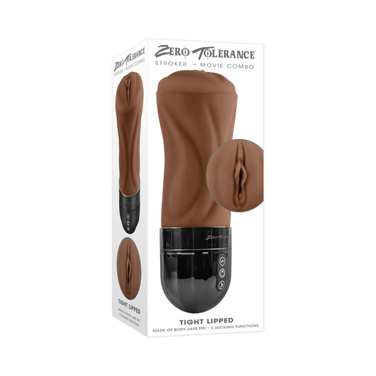 Zero Tolerance Tight Lipped Rechargeable Stroker with Suction Dark - Red Garter
