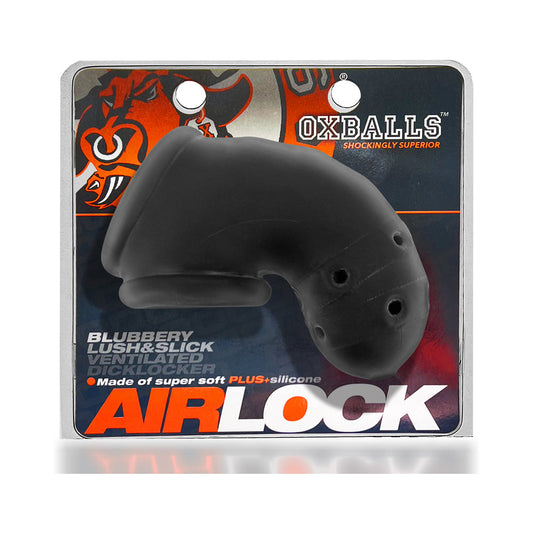 OxBalls Airlock Air-Lite Vented Chastity Black Ice - Red Garter