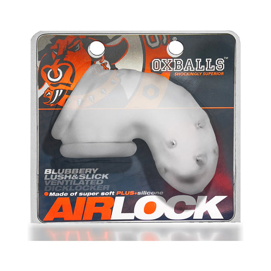 OxBalls Airlock Air-Lite Vented Chastity Clear Ice - Red Garter