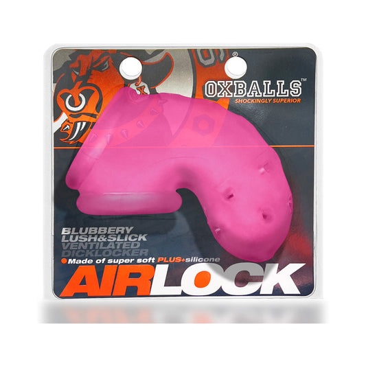 OxBalls Airlock Air-Lite Vented Chastity Pink Ice - Red Garter