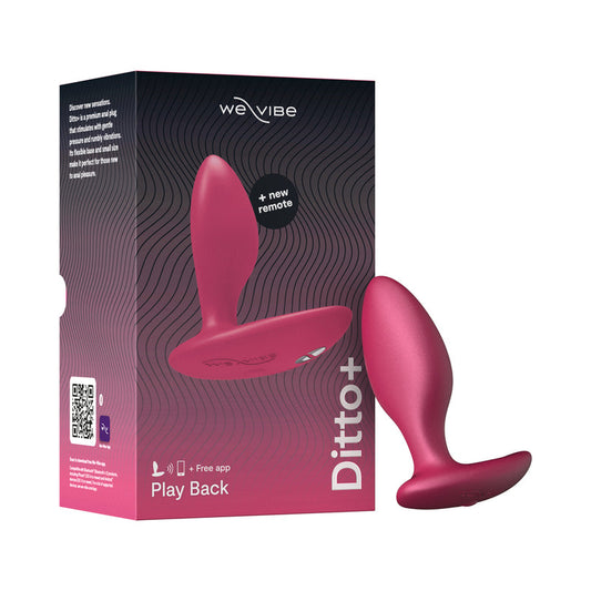 We-Vibe Ditto+ Rechargeable Remote-Controlled Silicone Vibrating Anal Plug Cosmic Pink - Red Garter