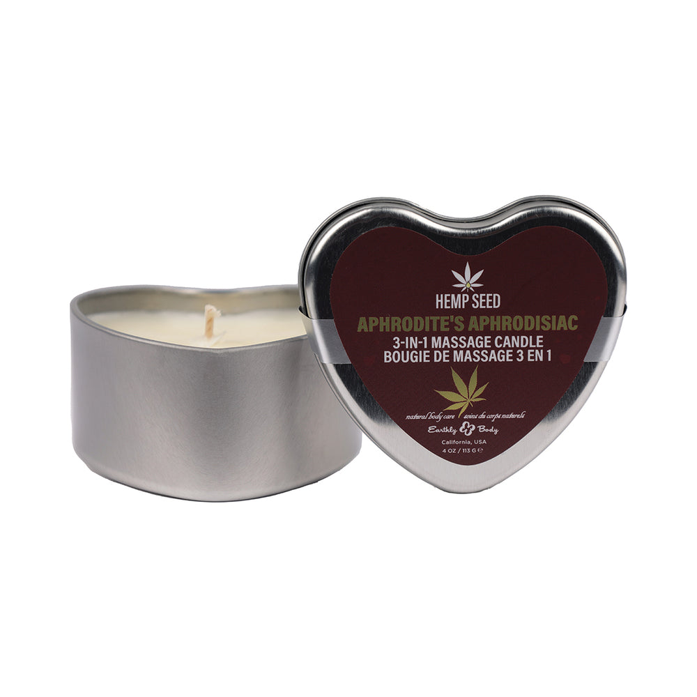Earthly Body Hemp Seed 3-in-1 Valentines Day Candle Aphrodite''s Aphrodisiac 4 oz. - Red Garter