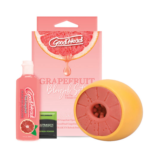GoodHead Grapefruit Blowjob Set Yellow Pink - Red Garter