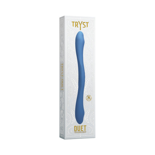 Tryst Duet Double Ended Vibrator with Wireless Remote Periwinkle - Red Garter