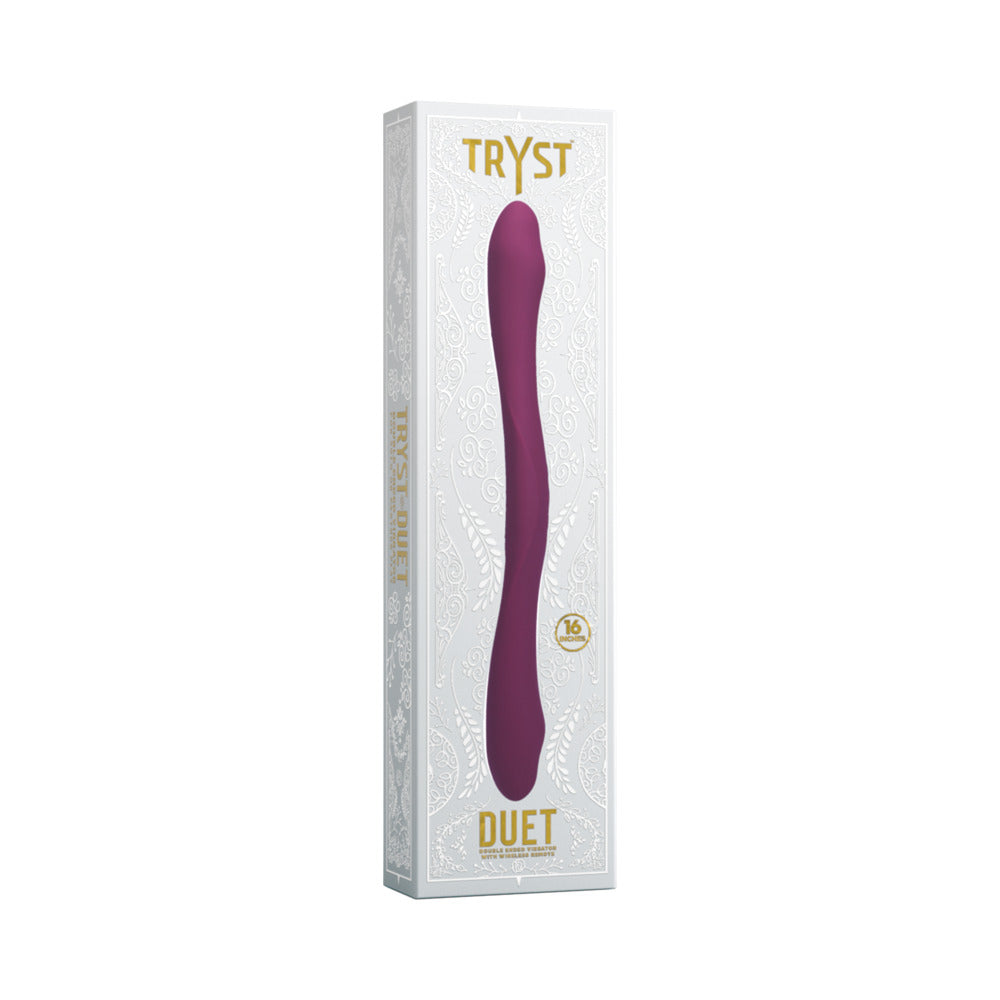Tryst Duet Double Ended Vibrator with Wireless Remote Berry - Red Garter