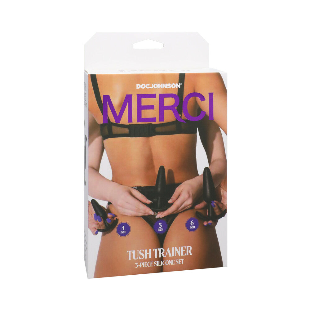 Merci Tush Trainer 3-Piece Silicone Plug Set Black - Red Garter
