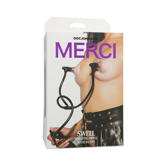 Merci Swell Auto Vibrating Nipple Sucker Cups Black - Red Garter