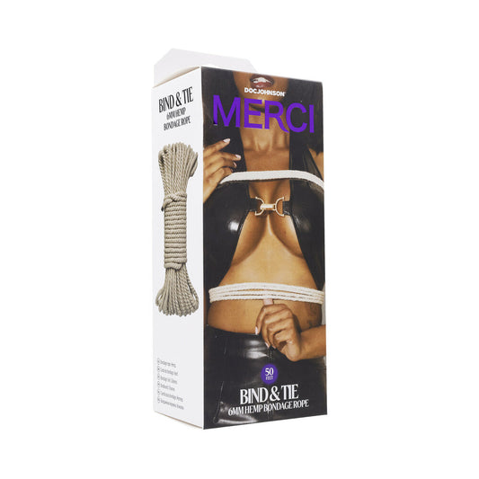 Merci Bind & Tie 6mm Hemp Bondage Rope 50 ft. Natural - Red Garter