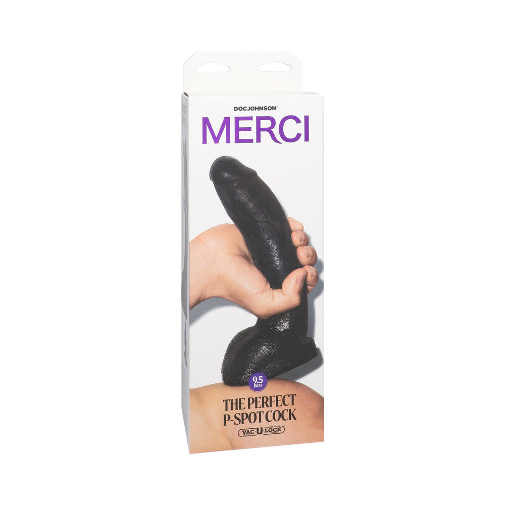 Merci The Perfect P-Spot Cock 9.5 in. Dildo with Removable Vac-U-Lock Suction Cup - Red Garter