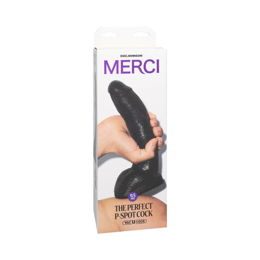 Merci The Perfect P-Spot Cock 9.5 in. Dildo with Removable Vac-U-Lock Suction Cup - Red Garter