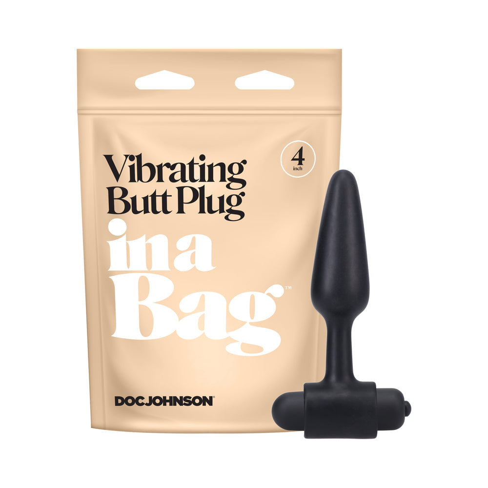 In A Bag Vibrating Butt Plug 4 in. Black - Red Garter