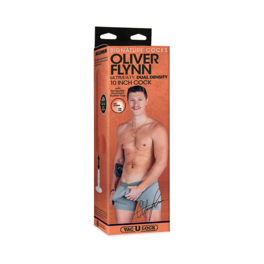 Signature Cocks Oliver Flynn ULTRASKYN Cock with Removable Vac-U-Lock Suction Cup 10in Vanilla - Red Garter