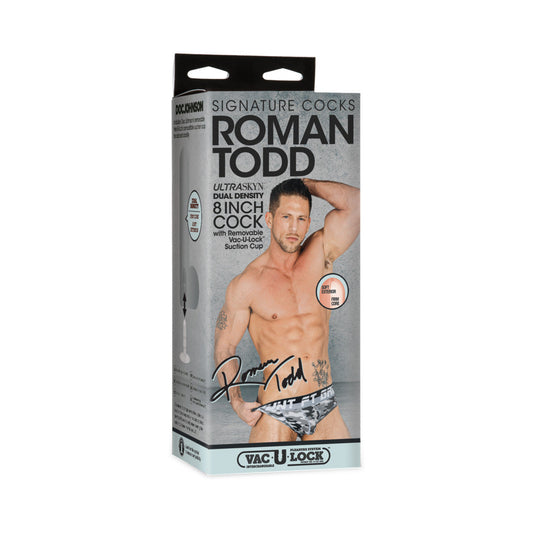Signature Cocks Roman Todd ULTRASKYN Cock with Removable Vac-U-Lock Suction Cup 8in Vanilla - Red Garter