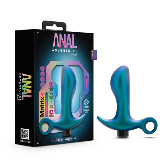 Anal Adventures Matrix Teleportation Plug Lunar Blue - Red Garter