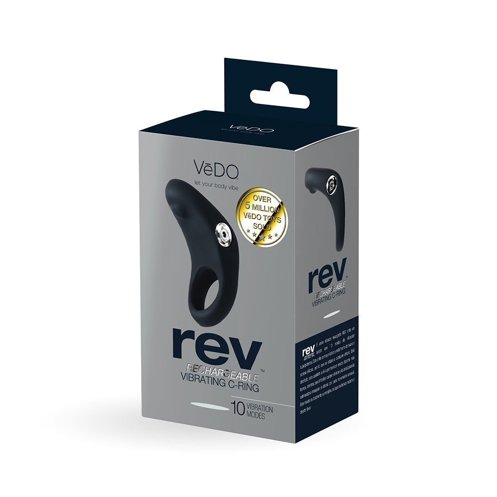 VeDO Rev Rechargeable Vibrating C-Ring Black - Red Garter