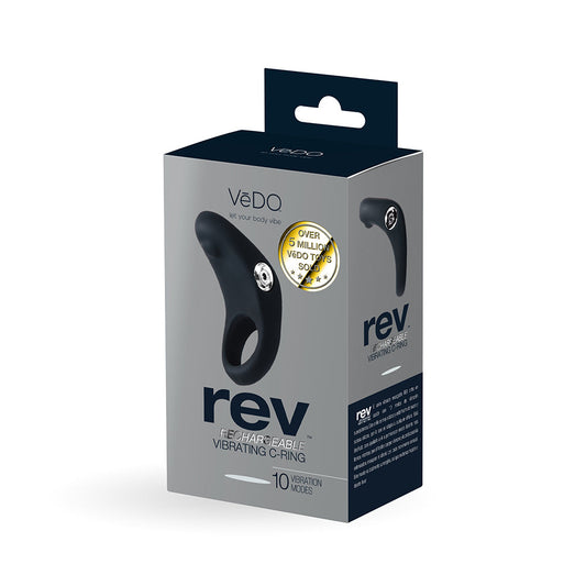 VeDO Rev Rechargeable Vibrating C-Ring Black - Red Garter